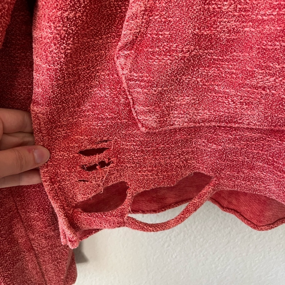 Alchemist Baja Distressed V Neck Pullover Sweatshirt in Red Women's Size XS - Picture 6 of 15